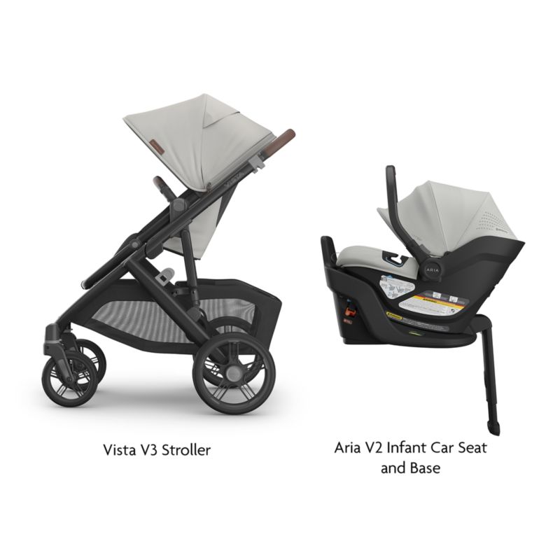 UPPAbaby ® Cruz V3 Savannah Pearl Grey Reclining Baby Stroller + Aria V2 Infant Car Seat Travel System - image 1 of 4