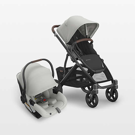 UPPAbaby ® Cruz V3 Savannah Pearl Grey Reclining Baby Stroller + Aria V2 Infant Car Seat Travel System