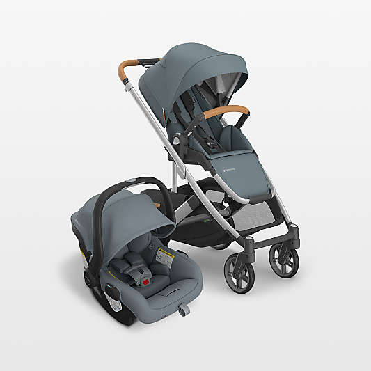 UPPAbaby ® Cruz V3 Callum Stone Blue Reclining Baby Stroller + Mesa V3 Infant Car Seat Travel System