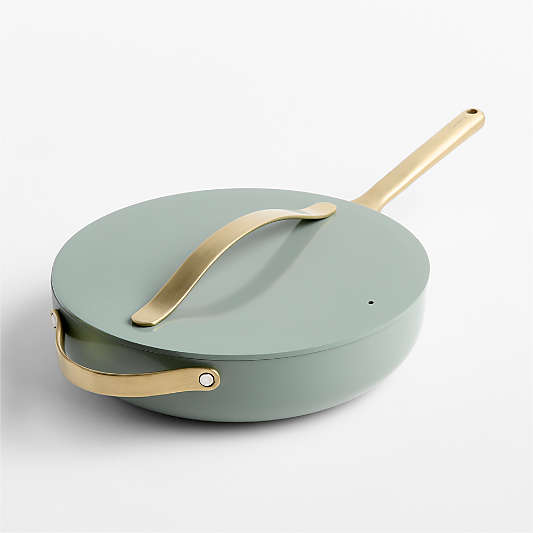 Caraway ® Coastline Ceramic Nonstick 4.5-Qt. Saute Pan with Champagne Hardware