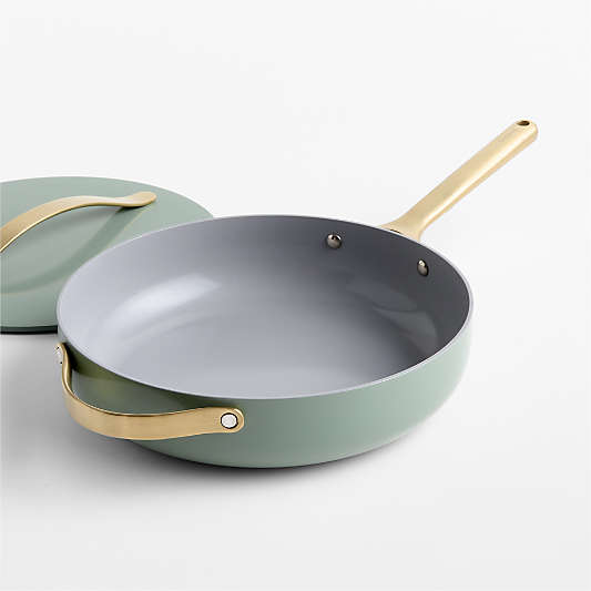 Caraway ® Coastline Ceramic Nonstick 4.5-Qt. Saute Pan with Champagne Hardware