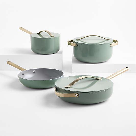 Caraway ® Coastline Ceramic Nonstick 12-Piece Cookware Set with Champagne Hardware