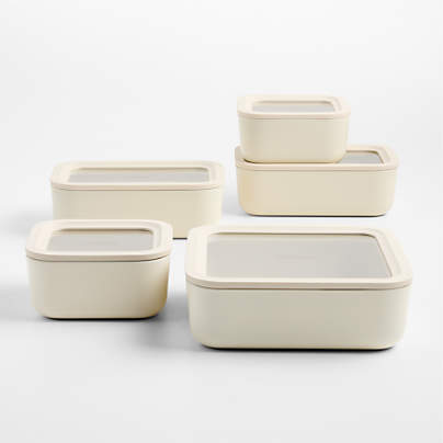 Caraway ® Cream & Gold Ceramic-Coated 13-Piece Glass Food Storage Set