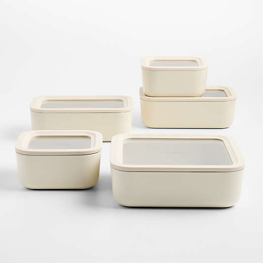 Caraway ® Cream & Gold Ceramic-Coated 13-Piece Glass Food Storage Set