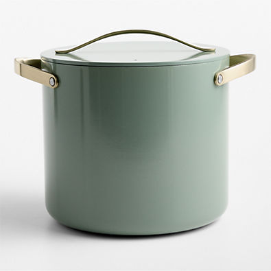 View Caraway ® Coastline Ceramic Nonstick 12-Qt. Stock Pot with Champagne Hardware details