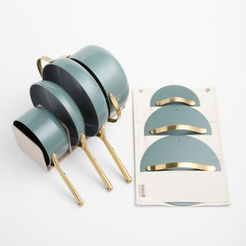 Caraway ® Tarragon Ceramic Nonstick 12-Piece Cookware Set with Brass Hardware - image 3 of 8