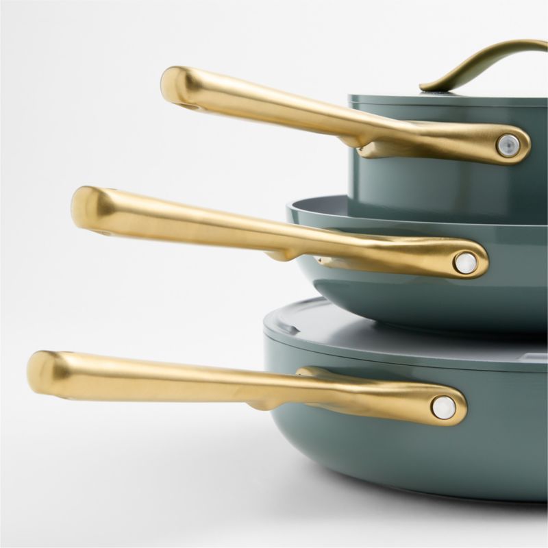 Caraway ® Tarragon Ceramic Nonstick 12-Piece Cookware Set with Brass Hardware - image 2 of 8