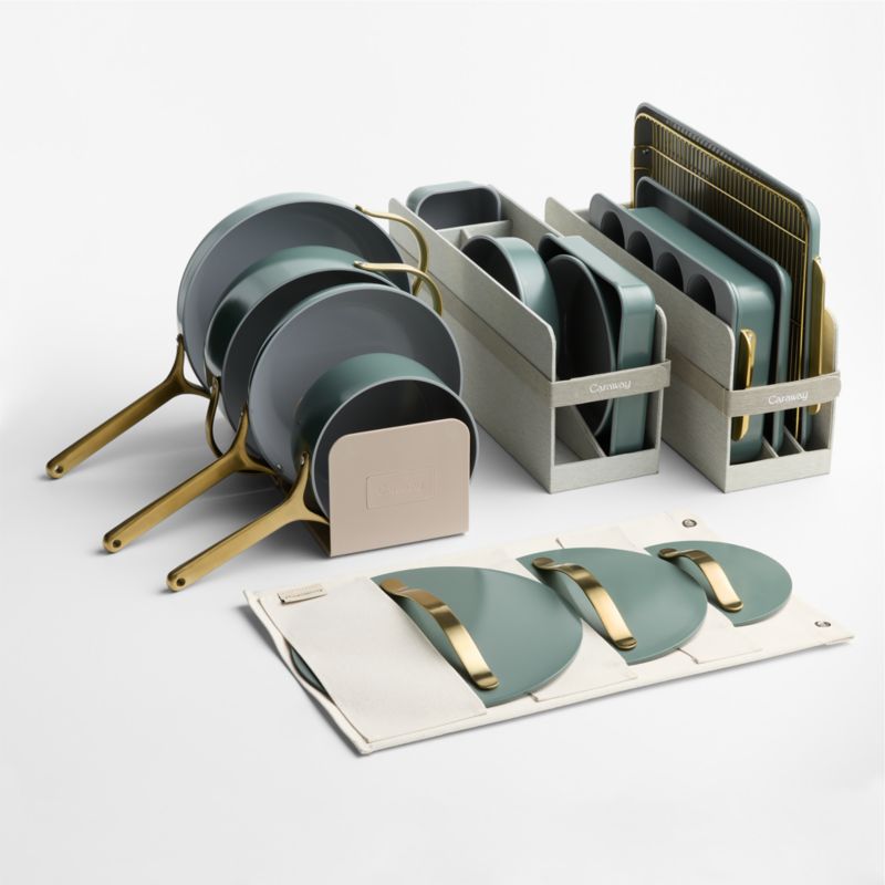 Caraway ® Tarragon Ceramic Nonstick Full Bakeware and Cookware Collection with Brass Hardware - image 2 of 4
