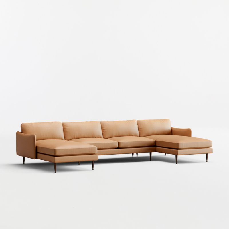 View Cosgrove Leather 3-Piece U-Shaped Sectional Sofa with Double Chaise Lounge - image 3 of 5