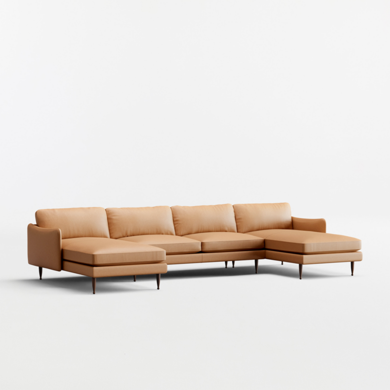 Cosgrove Leather 3-Piece U-Shaped Sectional Sofa with Double Chaise Lounge - image 2 of 5