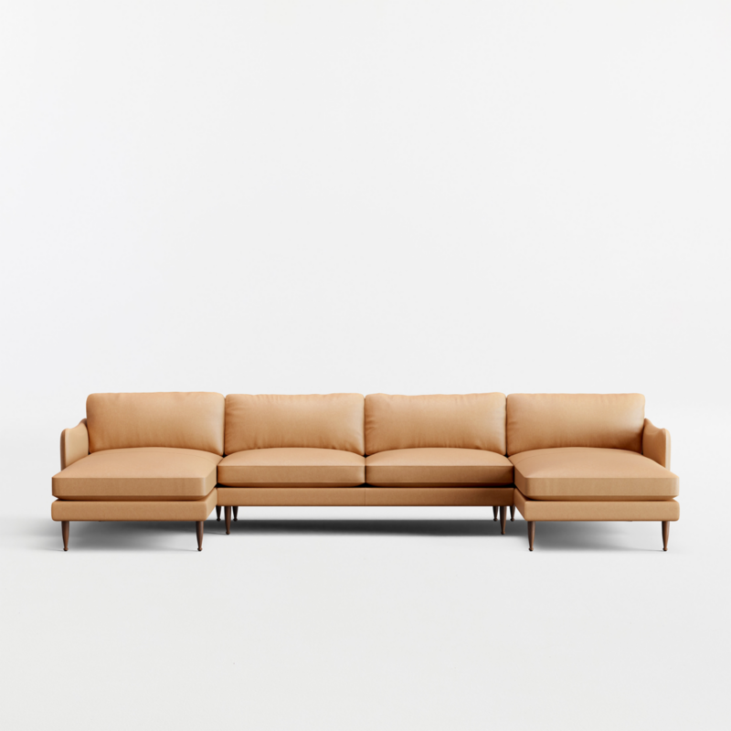 Cosgrove Leather 3-Piece U-Shaped Sectional Sofa with Double Chaise Lounge - image 0 of 5