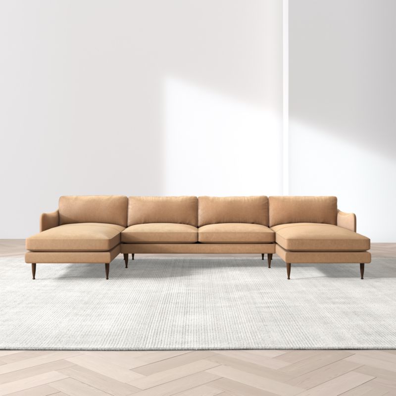 View Cosgrove Leather 3-Piece U-Shaped Sectional Sofa with Double Chaise Lounge - image 3 of 6