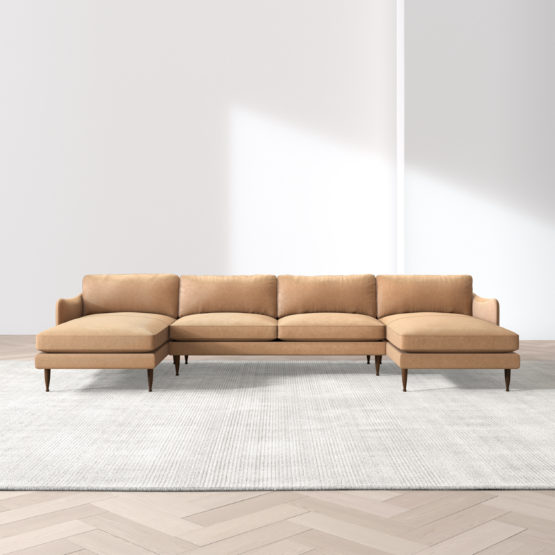 Cosgrove Leather 3-Piece U-Shaped Sectional Sofa with Double Chaise Lounge - image 2 of 6