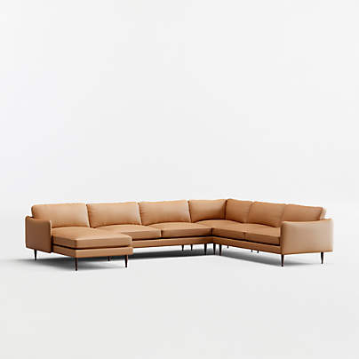 Cosgrove Leather 4-Piece L-Shaped Sectional Sofa with Chaise Lounge