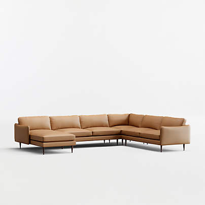Cosgrove Leather 4-Piece L-Shaped Sectional Sofa with Chaise Lounge
