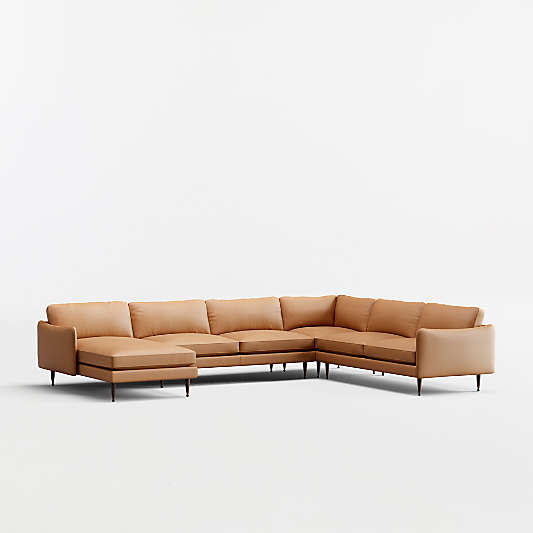 Cosgrove Leather 4-Piece L-Shaped Sectional Sofa with Chaise Lounge