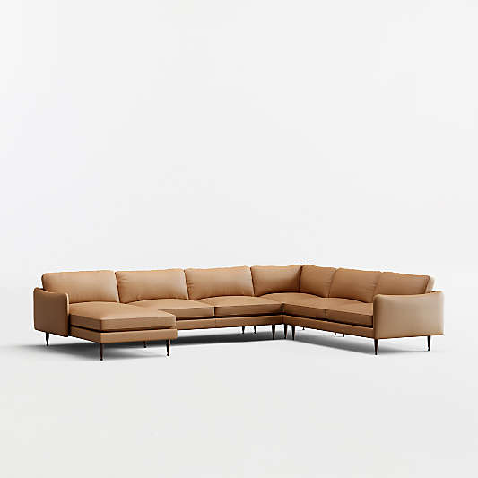 Cosgrove Leather 4-Piece L-Shaped Sectional Sofa with Chaise Lounge