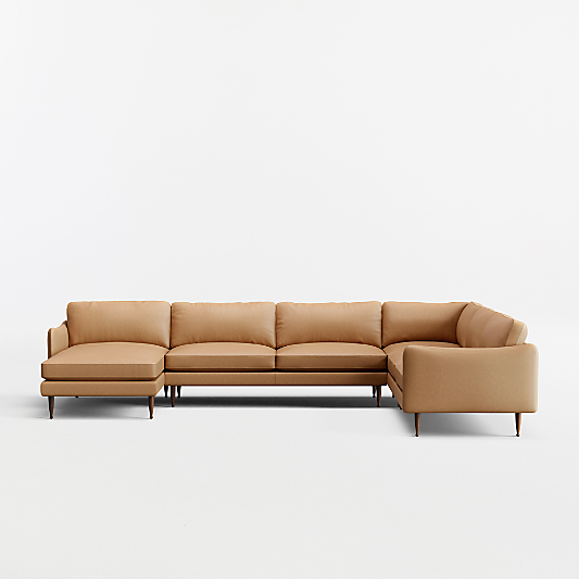 Cosgrove Leather 4-Piece L-Shaped Sectional Sofa with Chaise Lounge
