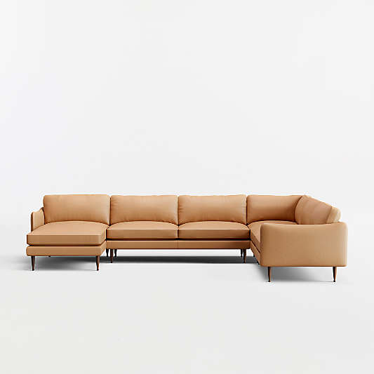 Cosgrove Leather 4-Piece L-Shaped Sectional Sofa with Chaise Lounge