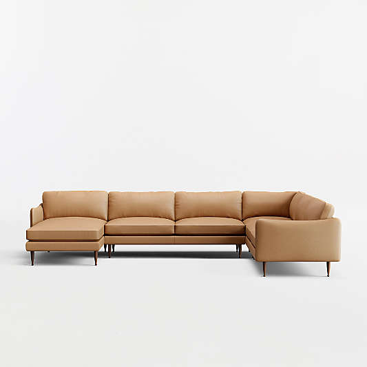 Cosgrove Leather 4-Piece L-Shaped Sectional Sofa with Chaise Lounge