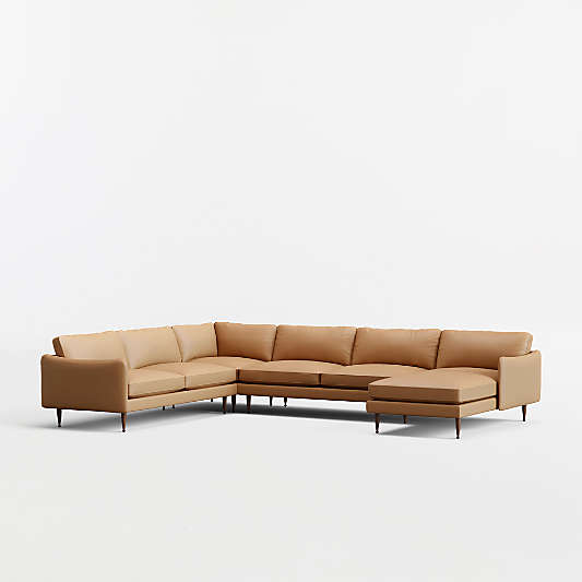 Cosgrove Leather 4-Piece L-Shaped Sectional Sofa with Chaise Lounge