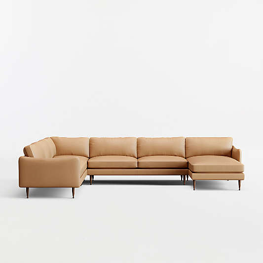 Cosgrove Leather 4-Piece L-Shaped Sectional Sofa with Chaise Lounge