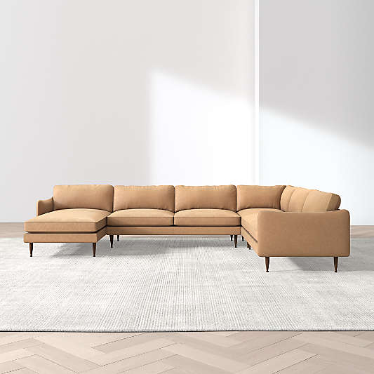 Cosgrove Leather 4-Piece L-Shaped Sectional Sofa with Chaise Lounge