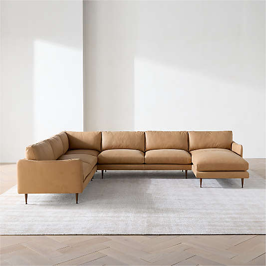 Cosgrove Leather 4-Piece L-Shaped Sectional Sofa with Chaise Lounge