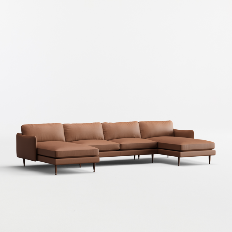 Cosgrove Leather 3-Piece U-Shaped Sectional Sofa with Double Chaise Lounge - image 3 of 6