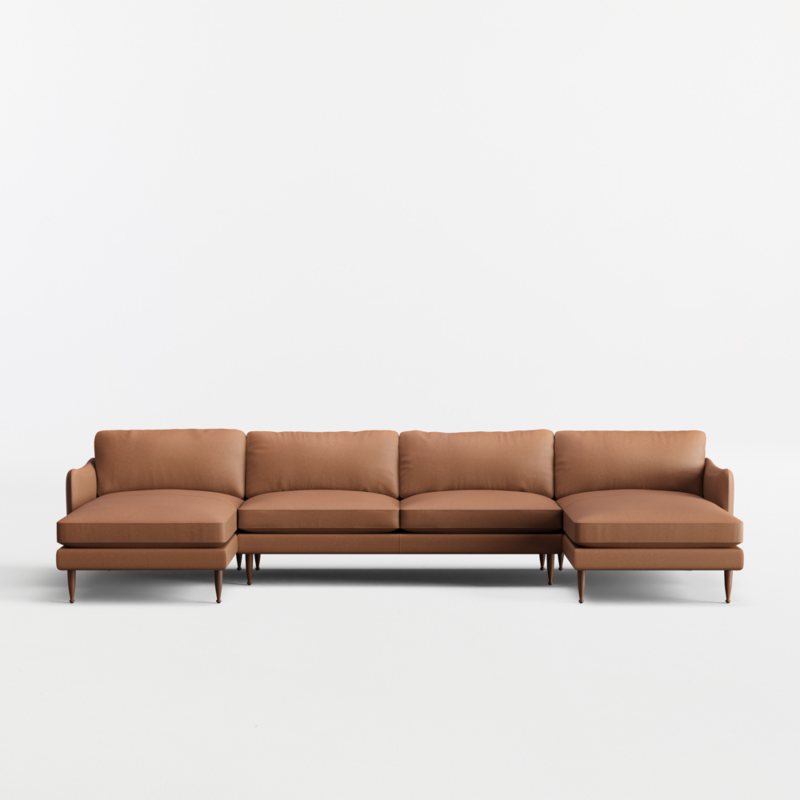Cosgrove Leather 3-Piece U-Shaped Sectional Sofa with Double Chaise Lounge - image 0 of 6