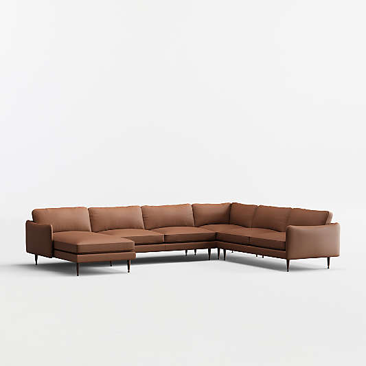 Cosgrove Leather 4-Piece L-Shaped Sectional Sofa with Chaise Lounge