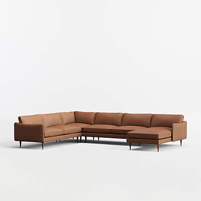 Cosgrove Leather 4-Piece L-Shaped Sectional Sofa with Chaise Lounge
