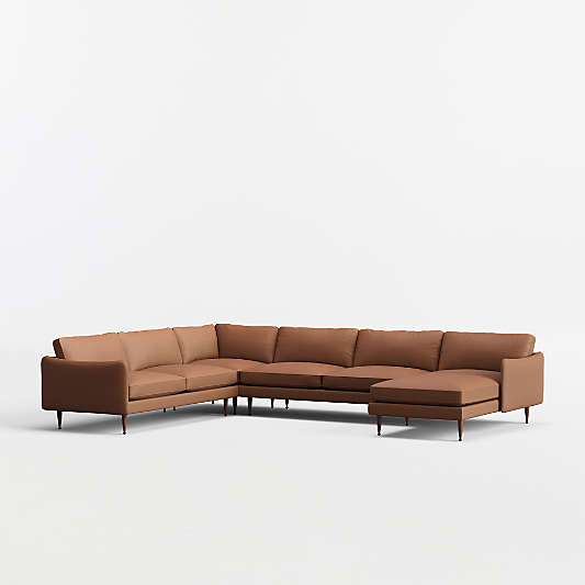 Cosgrove Leather 4-Piece L-Shaped Sectional Sofa with Chaise Lounge