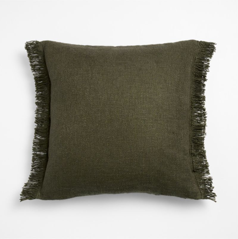 Casual Textured Fringe 23"x23" Burnt Green Throw Pillow Cover - image 1 of 6