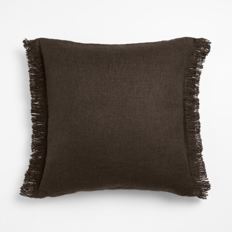 Casual Textured Fringe 23"x23" Deep Brown Throw Pillow with Feather Insert - image 1 of 5