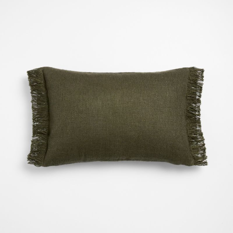 Casual Textured Fringe 24"x16" Burnt Green Throw Pillow Cover - image 2 of 5