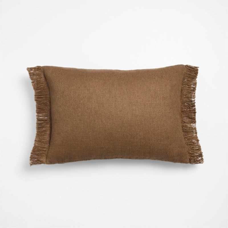 Casual Textured Fringe 24"x16" Camel Tan Throw Pillow Cover with Down-Alternative Insert - image 2 of 5