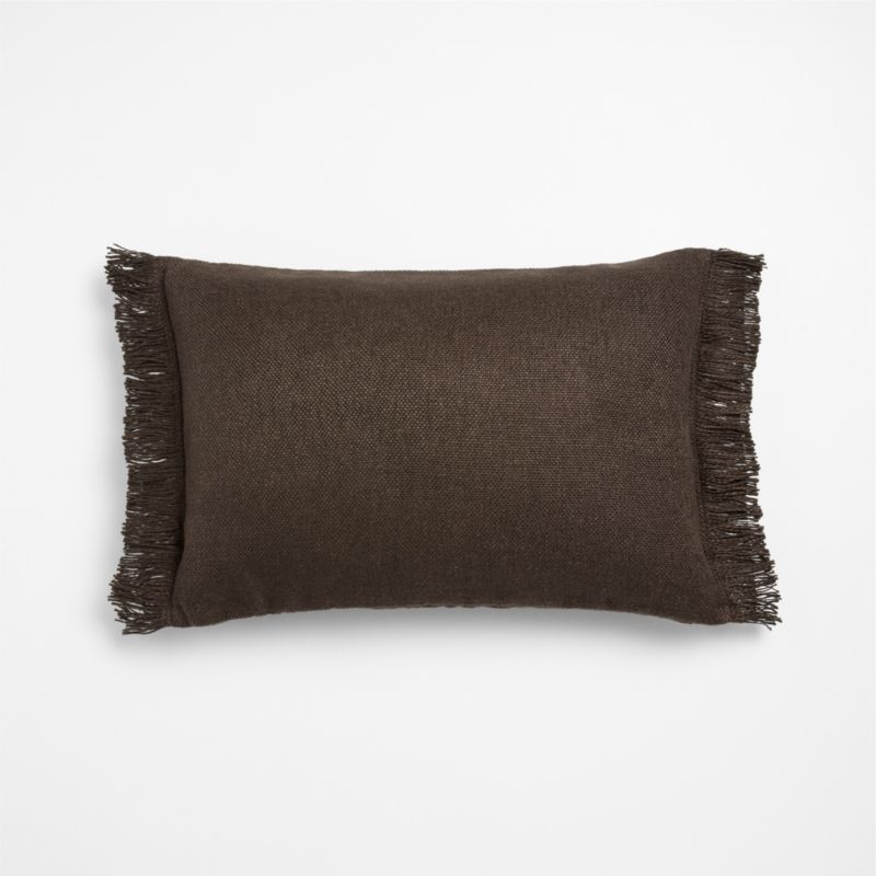 Casual Textured Fringe 24"x16" Deep Brown Throw Pillow Cover with Feather Insert - image 2 of 4