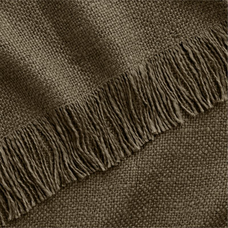Casual Textured Fringe 70"x55" Burnt Green Throw Blanket - image 3 of 6