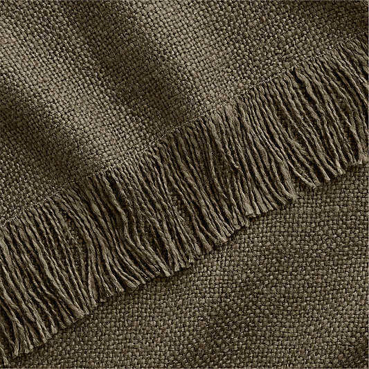 Casual Textured Fringe 70"x55" Burnt Green Throw Blanket