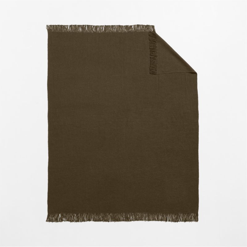 Casual Textured Fringe 70"x55" Burnt Green Throw Blanket - image 2 of 6