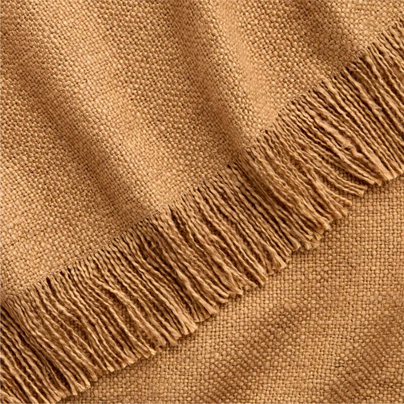 Casual Textured Fringe 70"x55" Camel Tan Throw Blanket - image 3 of 5
