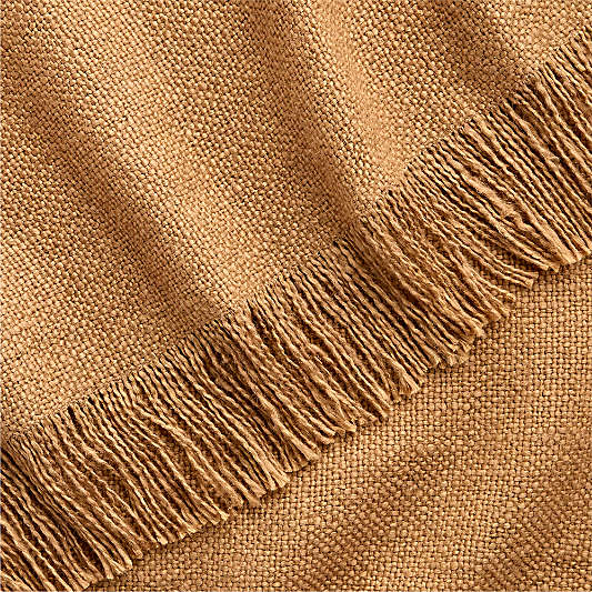 Casual Textured Fringe 70"x55" Camel Tan Throw Blanket