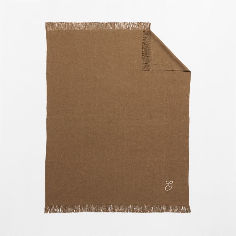 Casual Textured Fringe 70"x55" Camel Tan Throw Blanket - image 1 of 5