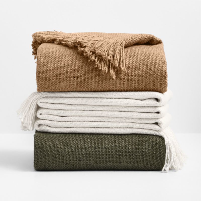 Casual Textured Fringe 70"x55" Burnt Green Throw Blanket - image 4 of 6