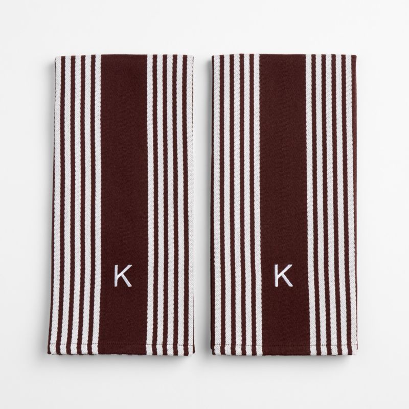 Cuisine Bittersweet Chocolate with White Stripe Organic Cotton Kitchen Towels, Set of 2 - image 1 of 4