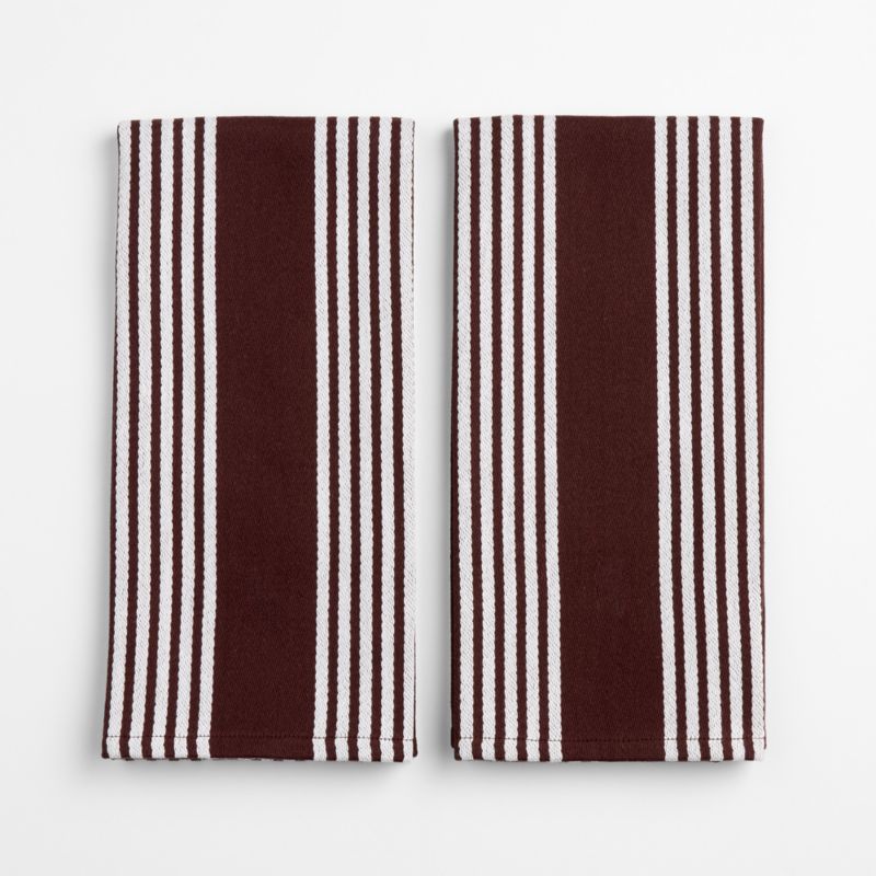 Cuisine Bittersweet Chocolate with White Stripe Organic Cotton Kitchen Towels, Set of 2 - image 3 of 4