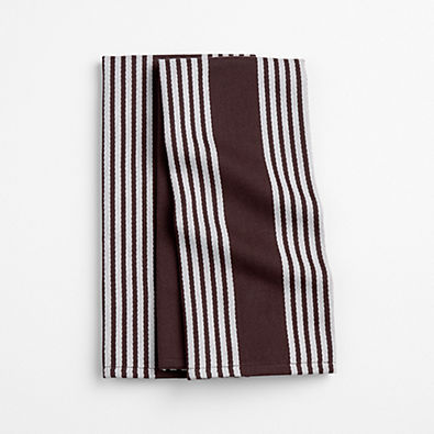 View Cuisine Bittersweet Chocolate with White Stripe Organic Cotton Kitchen Towels, Set of 2 details
