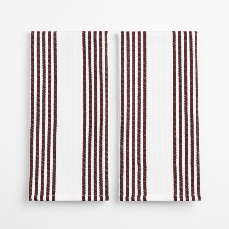 Cuisine White with Bittersweet Chocolate Stripe Organic Cotton Dish Towels, Set of 2 - image 2 of 4