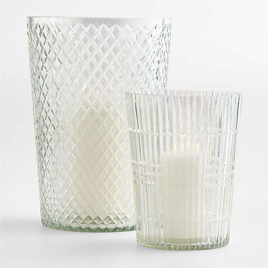 Elegant Cut Glass Hurricane Candle Holders
